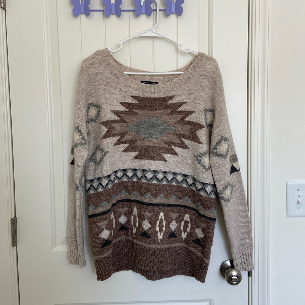 NWOT | American Eagle‎ women’s geometric neutral wool warm knit sweater small